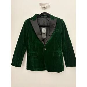 MAGE MALE Green Velvet Tuxedo Blazer Jacket NWT